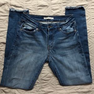 KanCan Distressed Fringed Skinny Jeans